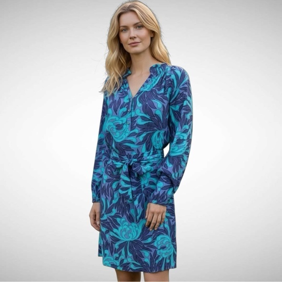 Banana Republic Dresses & Skirts - Banana Republic Blue and Purple Floral Shirtdress with Belt Size 12